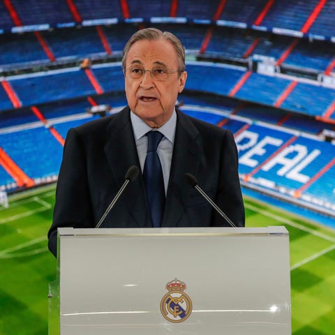 Real Madrid's President Florentino Perez, shown on