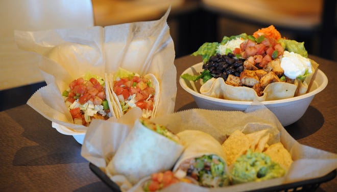 Fish tacos, tostada salad with chicken and black beans, and the Burrito Max burrito are just a few of the meals available at Burrito Bistro in Hyannis and Mashpee.