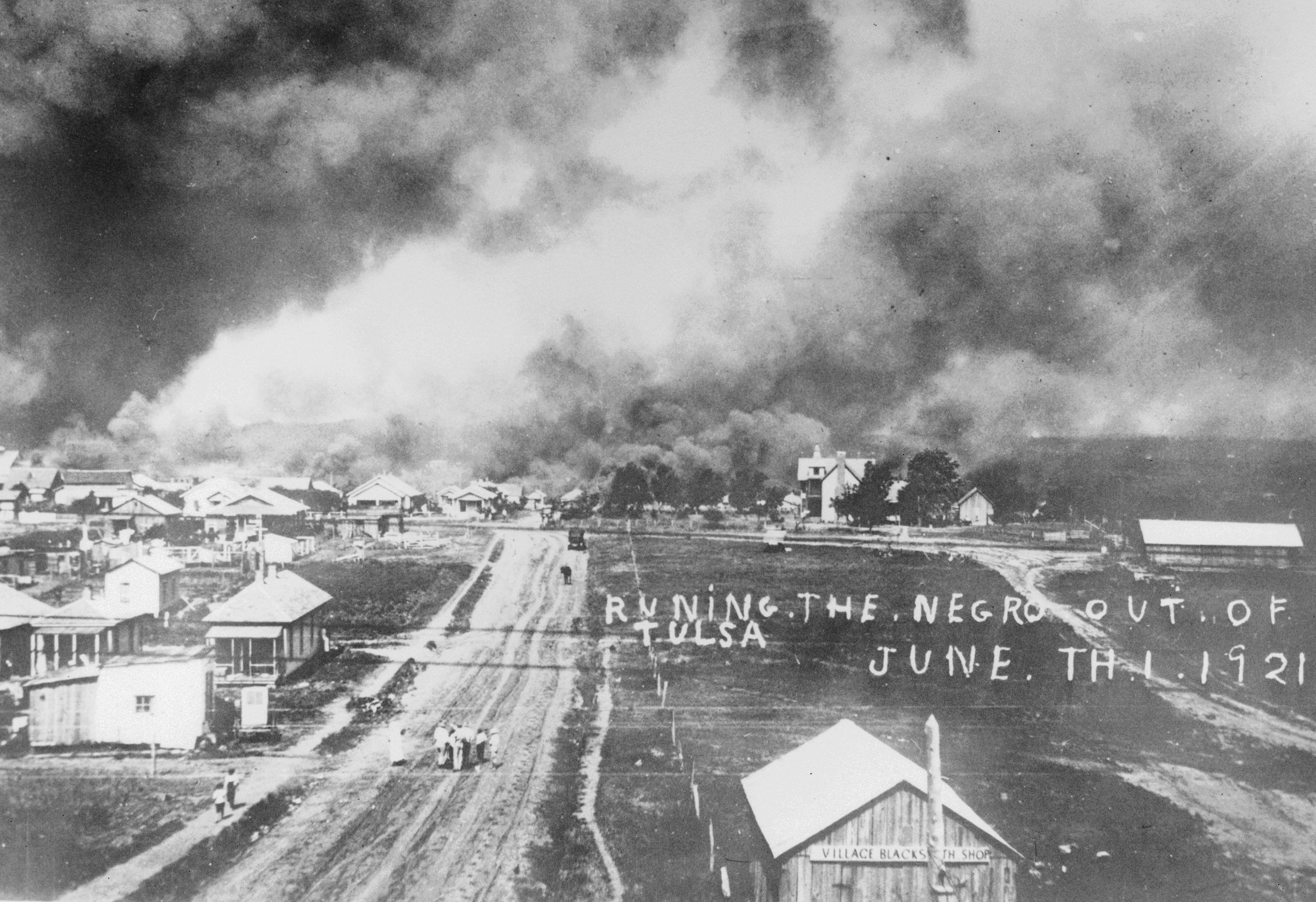 Picture postcards were printed proclaiming "running the negro out of Tulsa" against a backdrop of the smoldering ruins of people's homes.