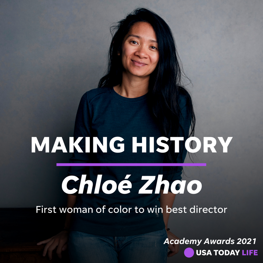 Chloé Zhao became the first woman of color to win best director at the Academy Awards for her haunting, meditative drama "Nomadland."⁠