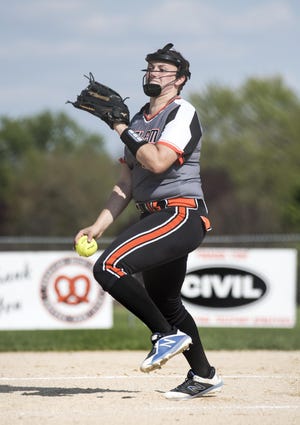 Harlem senior Cheyenne Nietz, who has signed to pitch NCAA Division I softball for Valparaiso, has thrown two no-hitters in her first four games this year. She's shown pitching in 2019 at Freeport High School.