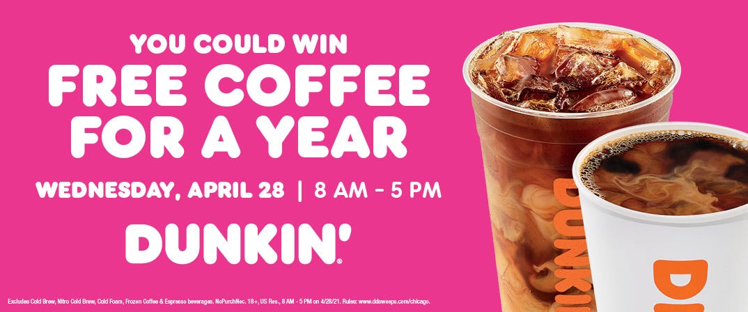 free drink at dunkin