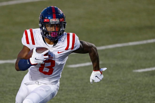Mississippi's Elijah Moore has substantial playmaking potential at wide receiver.