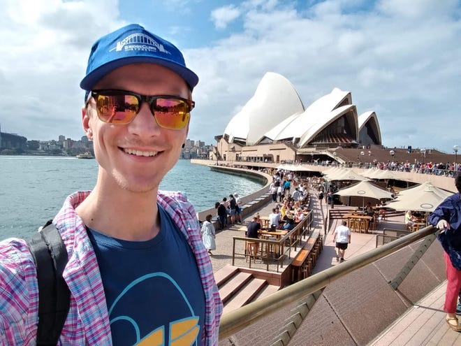 Dillon Guyer, a Seacoast New Hampshire travel agent, takes a selfie during a prior trip to Australia. He said he's seeing a "boom" in vacation booking.