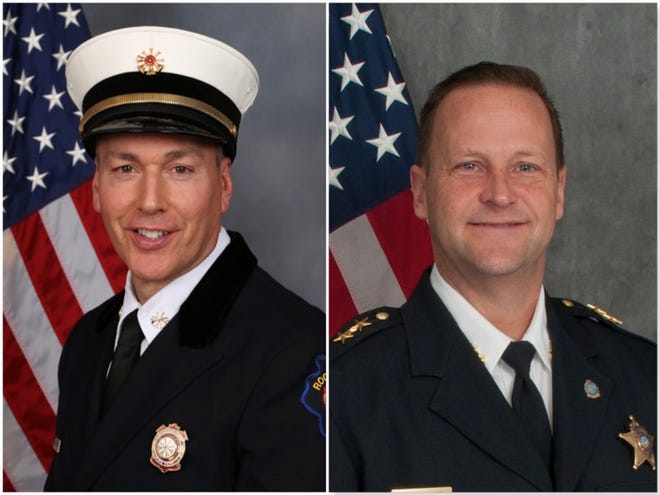 Robert Vertiz, left, was appointed Rockford's interim fire chief and Randy Berke as its interim police chief.
