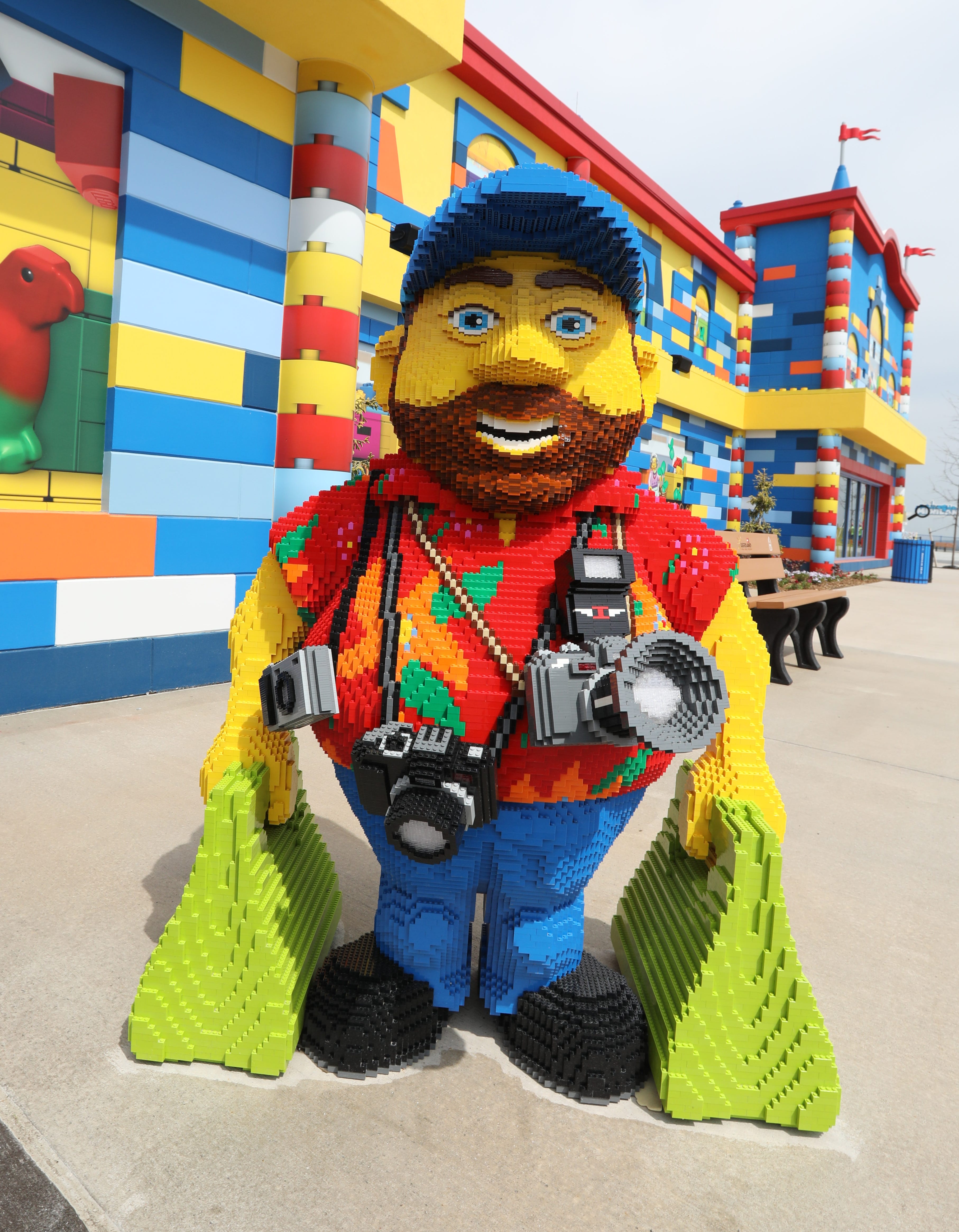 A statue of a tourist at Legoland New York.