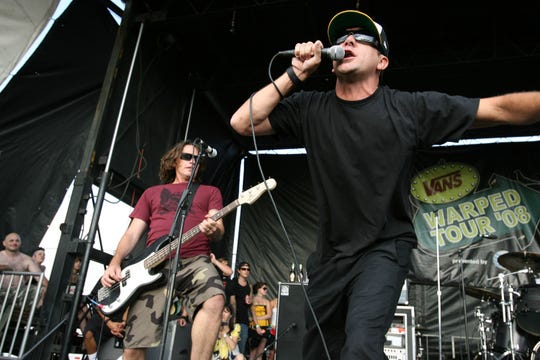 Pennywise performs at the Vans Warped Tour on July 25, 2008, in Camden, New Jersey.
