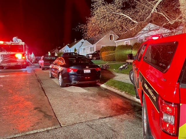 Firefighters respond to a fire early Friday in the 2500 block of North 19th Street in the city of Sheboygan. Two residents suffered minor injuries, according to the Sheboygan Fire Department.