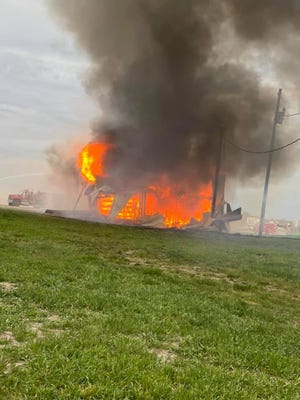 Cattle barn fire in rural Marion.