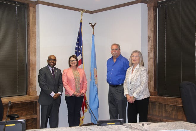 The members of the 2021-2022 Ardmore City Commission after two new commissioners were sworn in on Monday, May 3. From left: Commissioner John Credle, Mayor Beth Glasgow, Commissioner David Plesher and Vice-Mayor Sheryl Ellis. (Not pictured: Commissioner Doug Pfau who attended the city commission meeting via Zoom.)