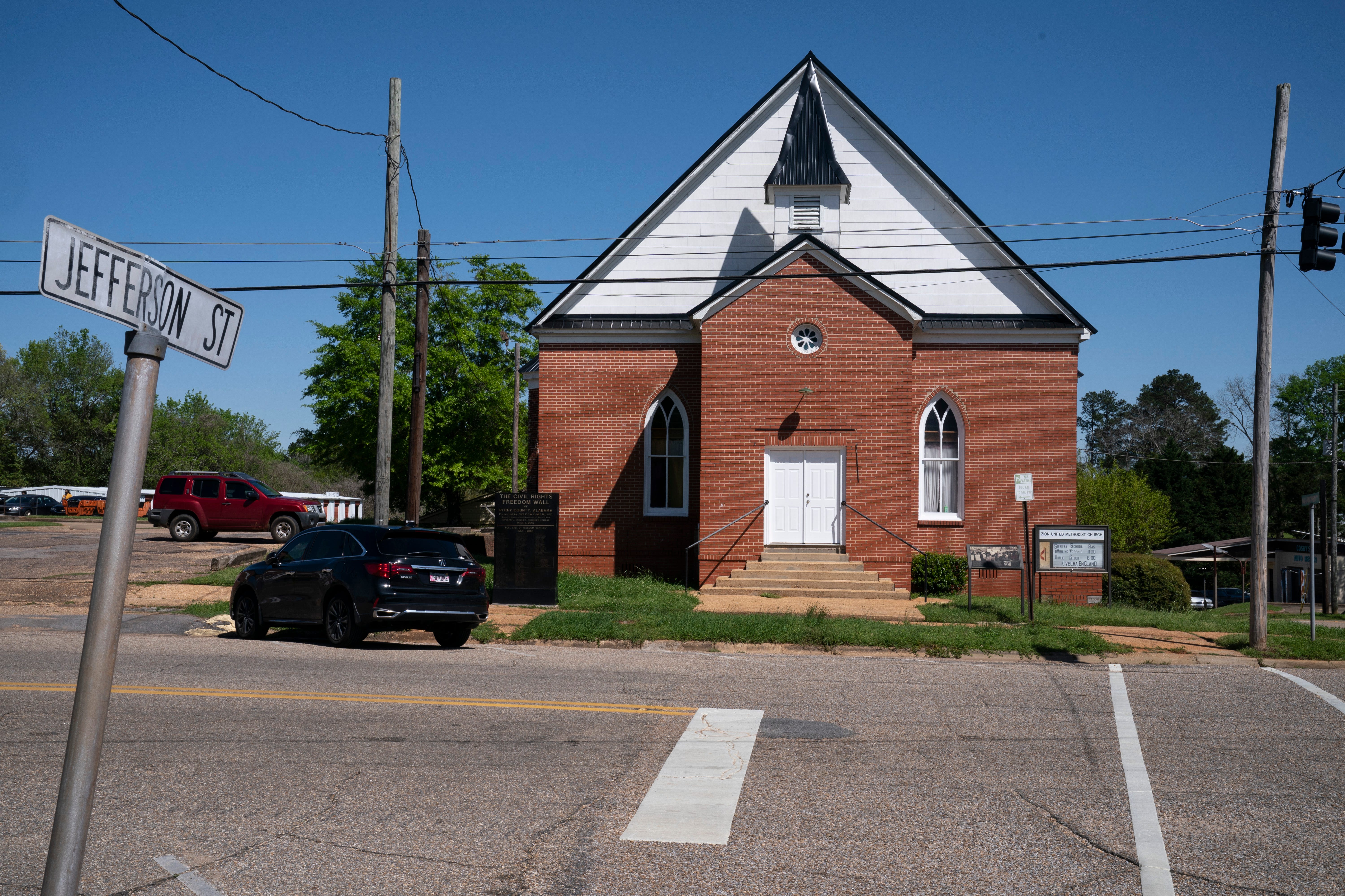 On February 18, 1965 protesters gather at Zion’s Chapel Methodist Church in the evening to protest the arrest Rev. James Orange in Marion, AL. Jimmie Lee Jackson was shot to death by an Alabama State trooper, James Bonard Fowler during a night protest on February 18, 1965 and died days later on February 25, 1965 in Marion, AL. The death of Jackson inspired the Selma to Montgomery March that led to the Voting Rights Act.