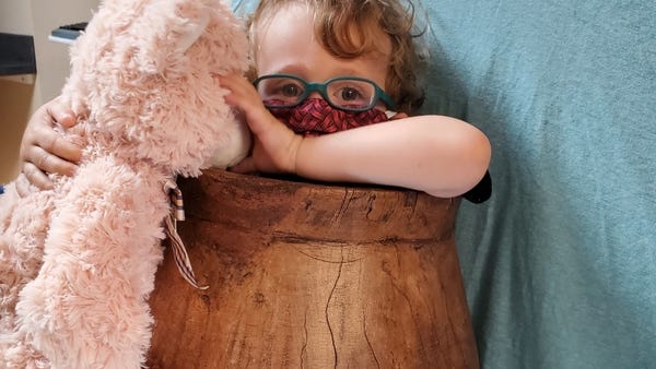 2-year-old Doran Strubing wedged himself into a wo