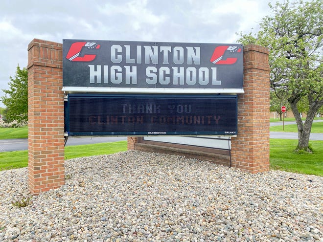 The digital sign outside Clinton High School shows a "thank you" message to the Clinton community Wednesday morning after voters approved a $34.8 million bond issue Tuesday. The funds will be used for additions and renovations at each of the district's buildings