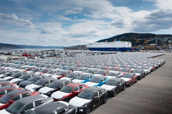 The first shipment of the all-electric 2021 Ford Mustang Mach-E arrived in Drammen Harbor, Norway on April 28, 2021. Customers began taking delivery on May 4.