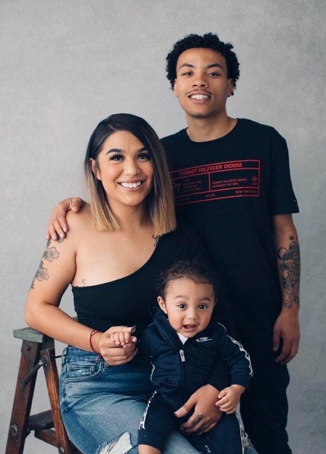 Donovan Bartley with his girlfriend, Emily Valdivia-Lara and their son.