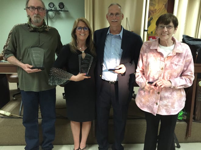 Roger D. Adams, Nancy Parriott, Jodi Holland and Elizabeth Lobdell were inducted into the Newark USBC Hall of Fame last Saturday.