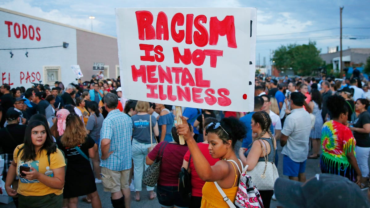 A march to the Las Americas Immigrant Advocacy Center in El Paso, Texas, after the Aug 4, 2019 mass shooting at Walmart.