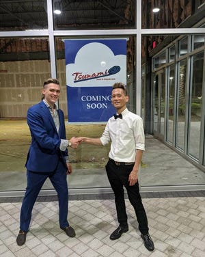 Tsunami Sushi & Hibachi Grill owner Samuel Ray, left, and co-owner and operations manager Jeffrey Karasawa plan to open their Lakewood Ranch location in the fall.