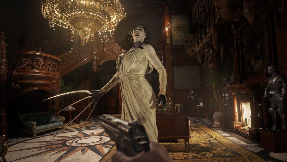 Lady Dimitrescu appears in 'Resident Evil Village.'