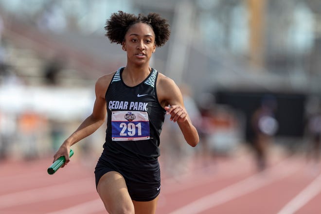 Cedar Park senior Raniya Laneau, competing at the state track and field meet last May, aspires to run in college. In 10 years she hopes to own a business.