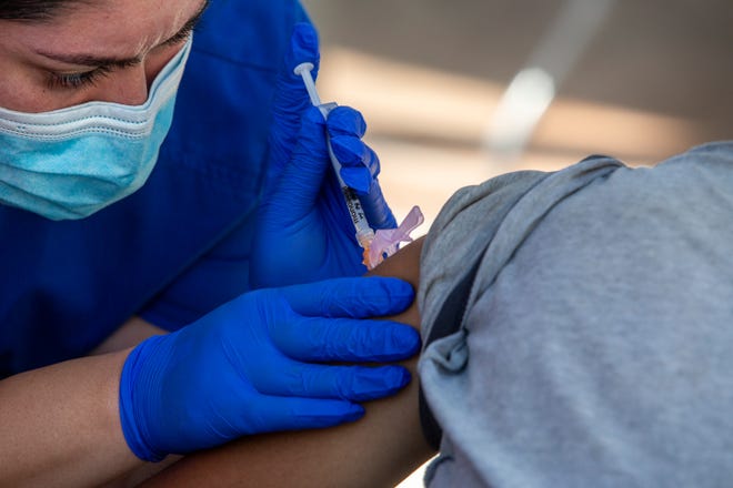 The CSUSB Nursing Street Medicine Program provided some first and second doses of the COVID-19 vaccine to clients of the Well in the Desert in Palm Springs, Calif., on May 7, 2021.  