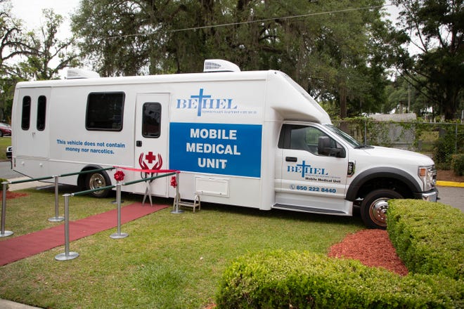 An event was held to reveal Bethel Missionary Baptist Church's new Mobile Medical Unit at the church Monday, May 10, 2021. 