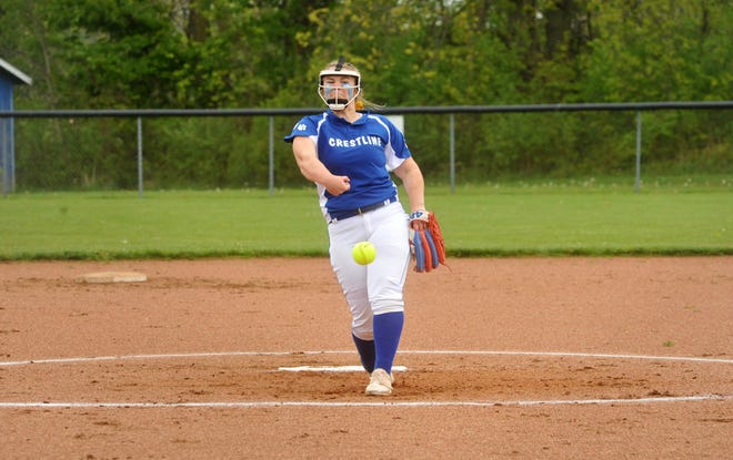 Crestline's Brooklyn Gregory delivers a pitch against Buckeye Central.