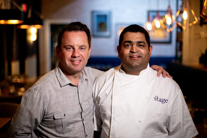 Stage Kitchen partners: Chef Pushkar Marathe, right, and general manager Andy Dugard. Their Indian-inspired small plates restaurant opened Feb. 14, 2020 in Palm Beach Gardens. 