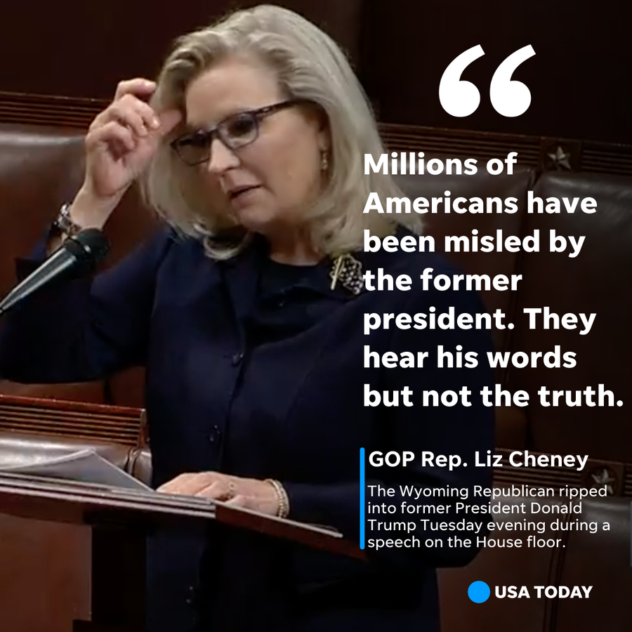 House Republican Conference Chair and Wyoming Rep. Liz Cheney speaks on the floor of the House of Representatives in Washington, on Tuesday May 11, 2021.