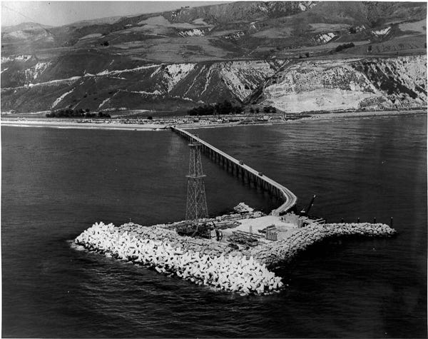 Construction was completed on Rincon Island off the coast of Mussel Shoals in 1959.