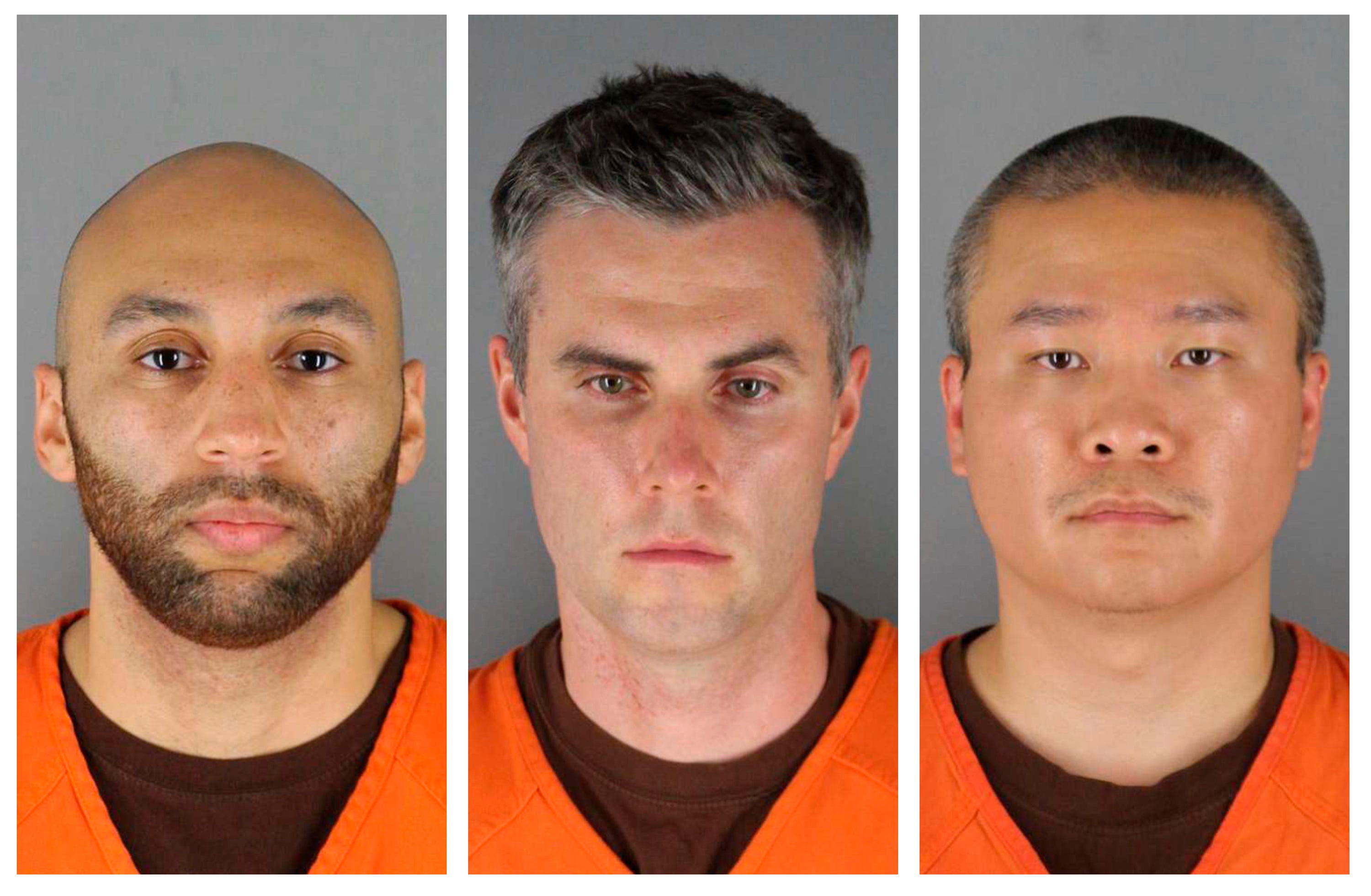 Former Minneapolis police officers, from left, J. Kueng, Thomas Lane and Tou Thao are scheduled to stand trial in March 2022 in the death of George Floyd.