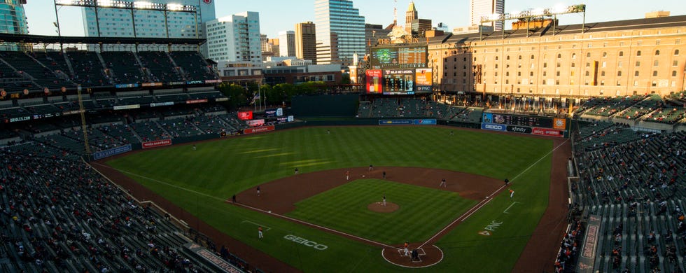 A view of Camden Yards during a game between the Orioles and Red Sox.