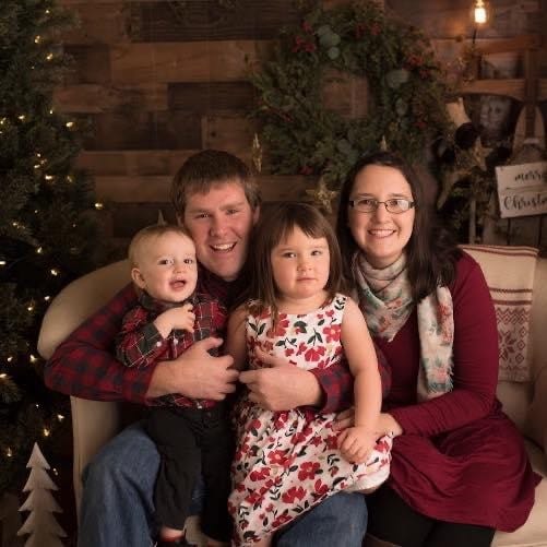 Melanie McAtee, right, of Belmont and her family pose for an undated Christmas photo. McAtee's children were previously in the care of a childcare provider who is now accused of giving the kids Benadryl without permission.