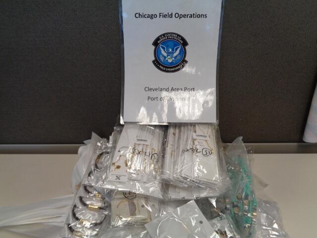 U.S. Customs and Border Protection officers in Cincinnati recently seized a shipment of fake jewelry from China that was headed to a private residence in Akron.