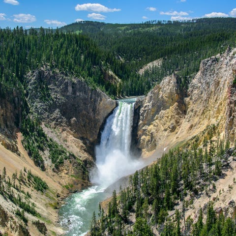 Yellowstone Falls in National Park, Wyoming USA