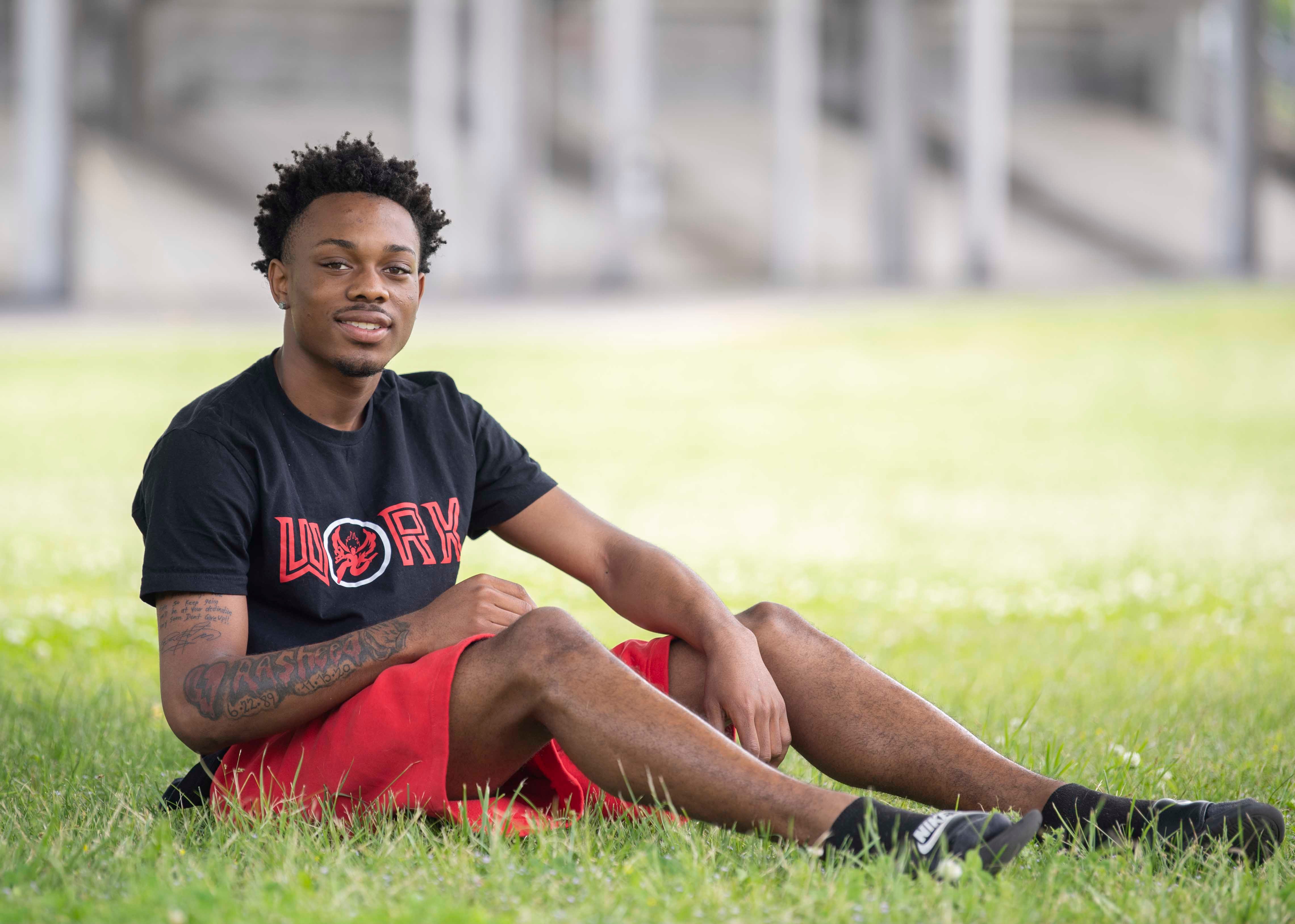 O'Marion Walker is a junior at Pearl-Cohn High School in Nashville,Tenn., Monday, May 17, 2021. Walker would visit his friend's home to access the internet for his virtual assignments. 