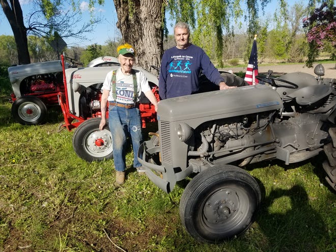 Bill Rupnow, 90, left, and his son-in-law Tom Heinsch are eager to exhibit Rupnow’s collector tractors at the Ixonia Vintage Tractor Expo’s Memorial Day weekend show at the Ashippun Firemen’s Park May 29 and 30. Rupnow has not missed a meeting of the club since it started 12 years ago and he eagerly takes part in all of the club’s shows and events.