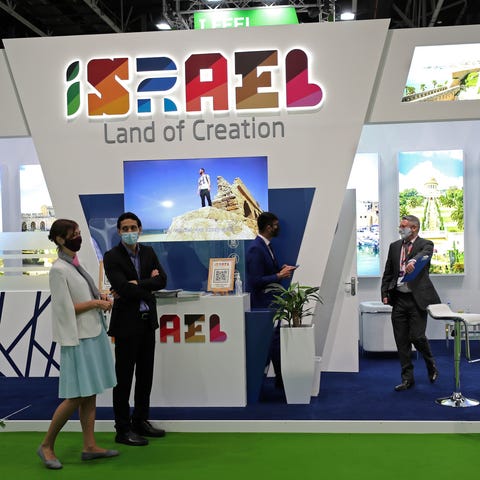 Israeli exhibitors receive visitors at their stand