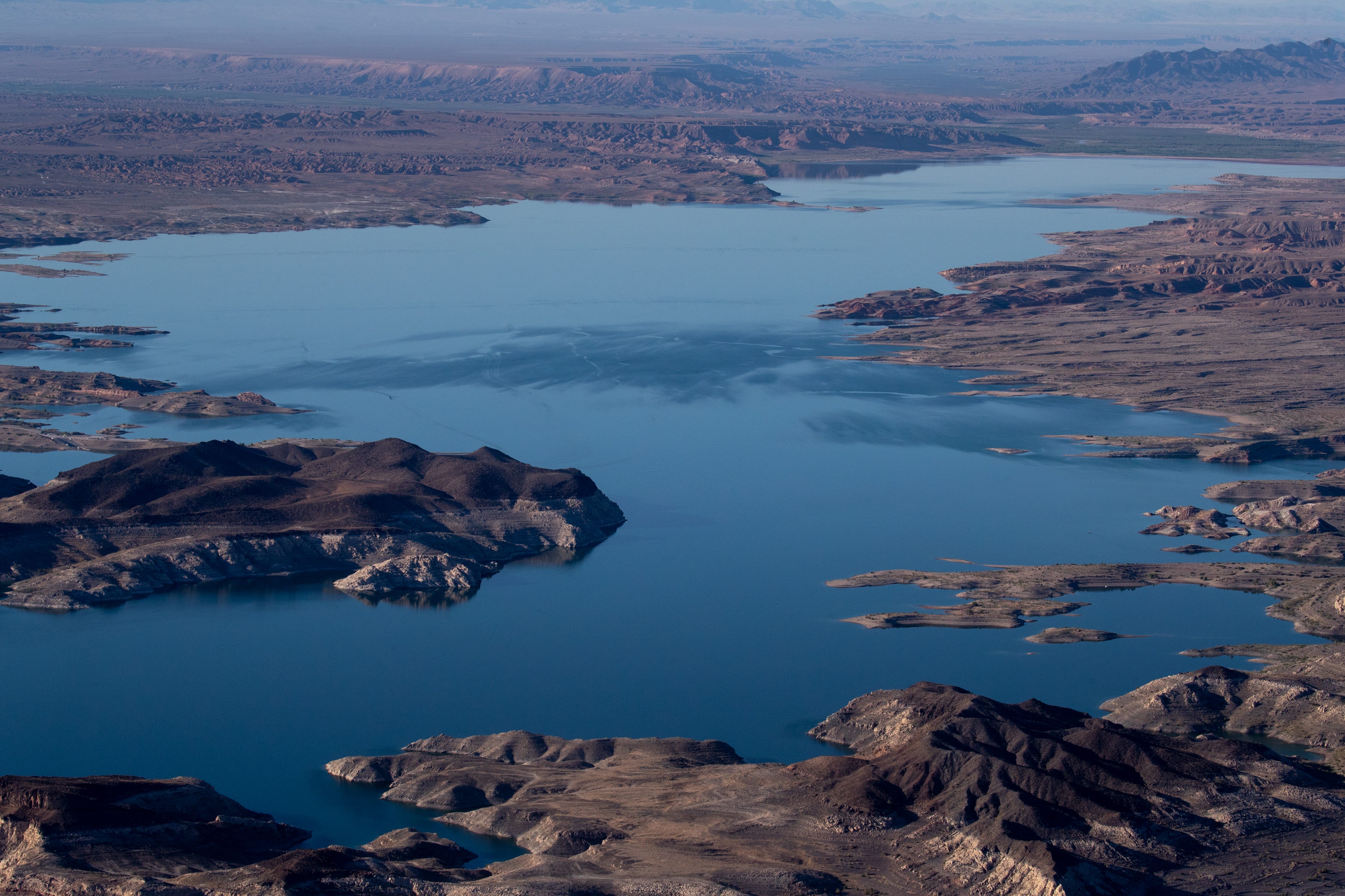 The Overton Arm of Lake Mead at Lake Mead National Recreation Area, Nevada. The reservoir has declined dramatically since 2000.