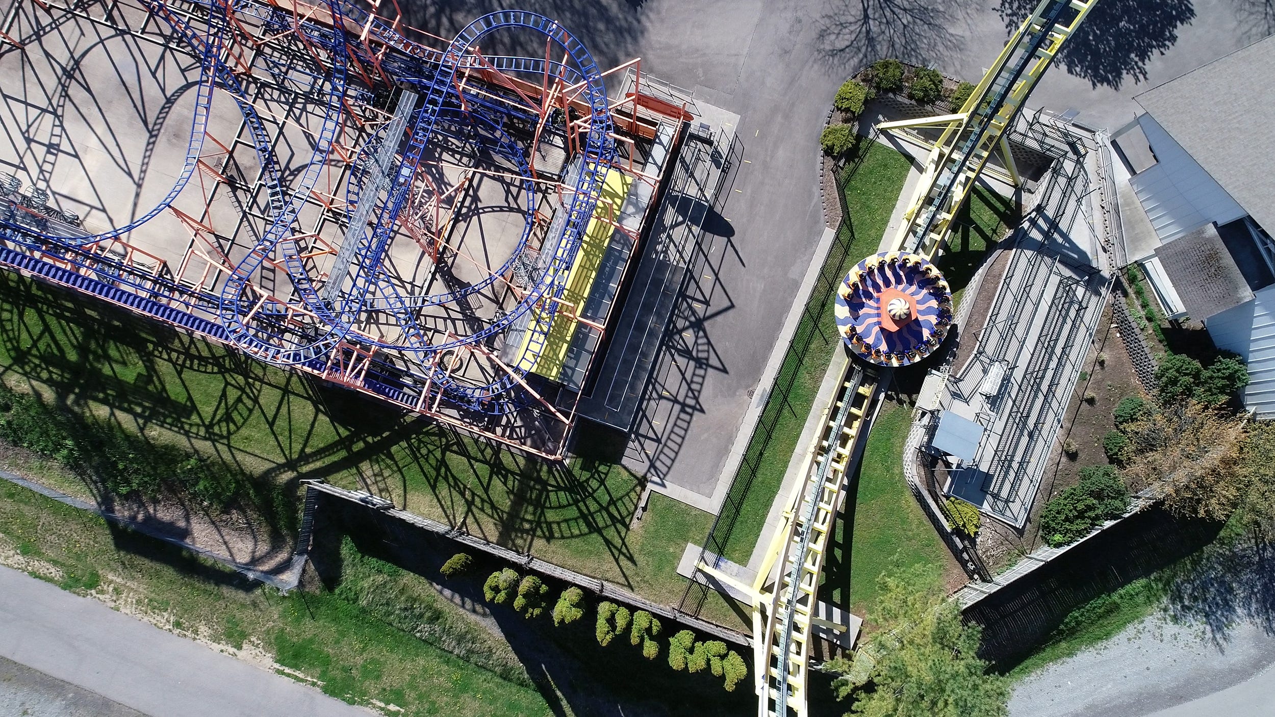 A view from above of the Whirlwind and Revolution 360.