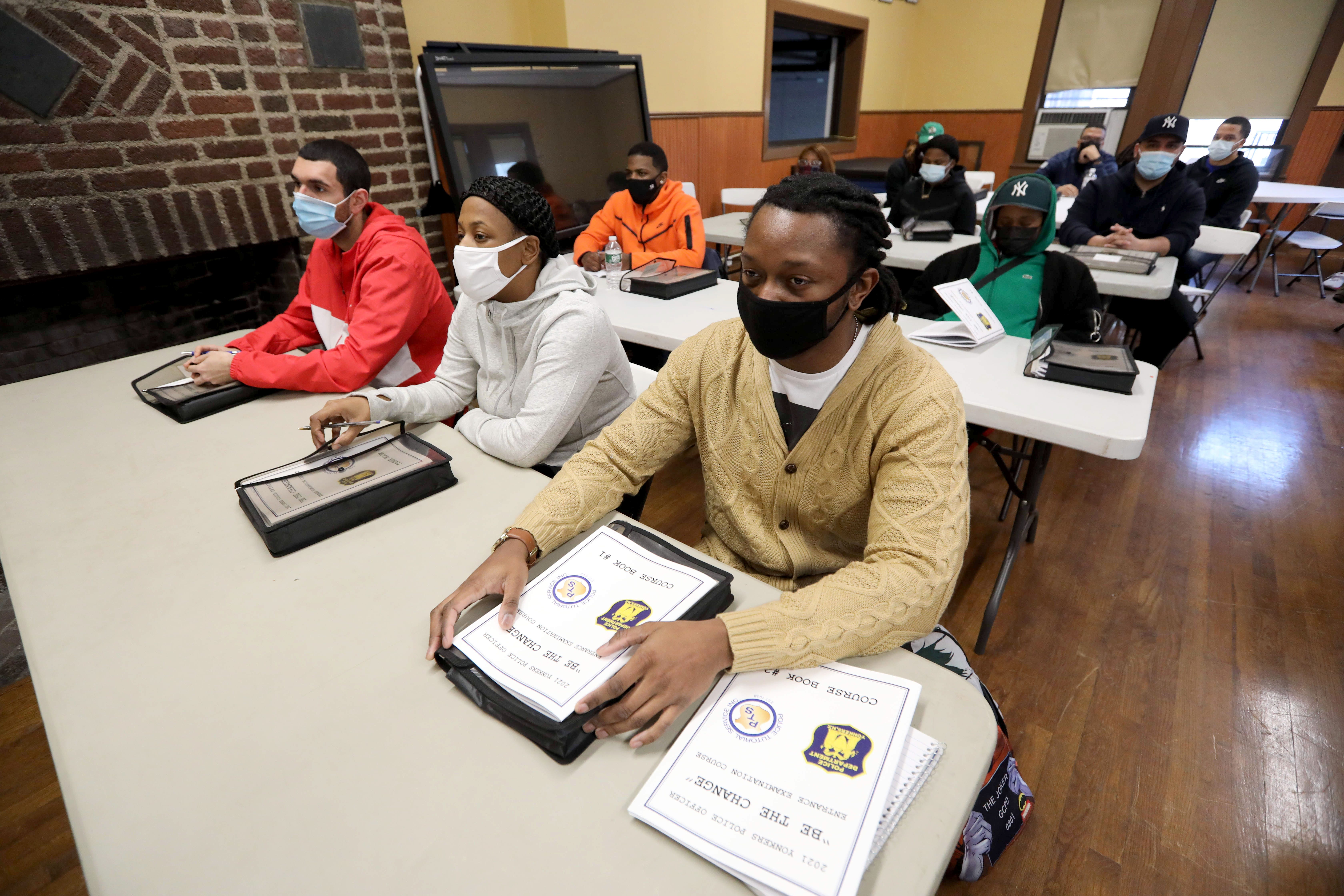 Tim Blue, 20, was among several dozen young people at the Yonkers Police Athletic League who were taking a class to help train them to take the civil service police exam April 21, 2021. Class participants, all who hope to become members of the Yonkers Police Department, must score at achieve a 90% grade on the exam, which is given every four years. This year's exam will be given in September. 