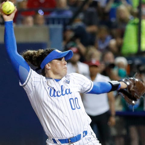 UCLA's Rachel Garcia pitches against Oklahoma in G