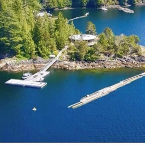 An aerial view of Latitude 49, John Adams property