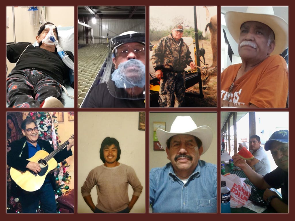 Collage of migrants who died of COVID-19 at Seneca Foods in Gillett, Wis.