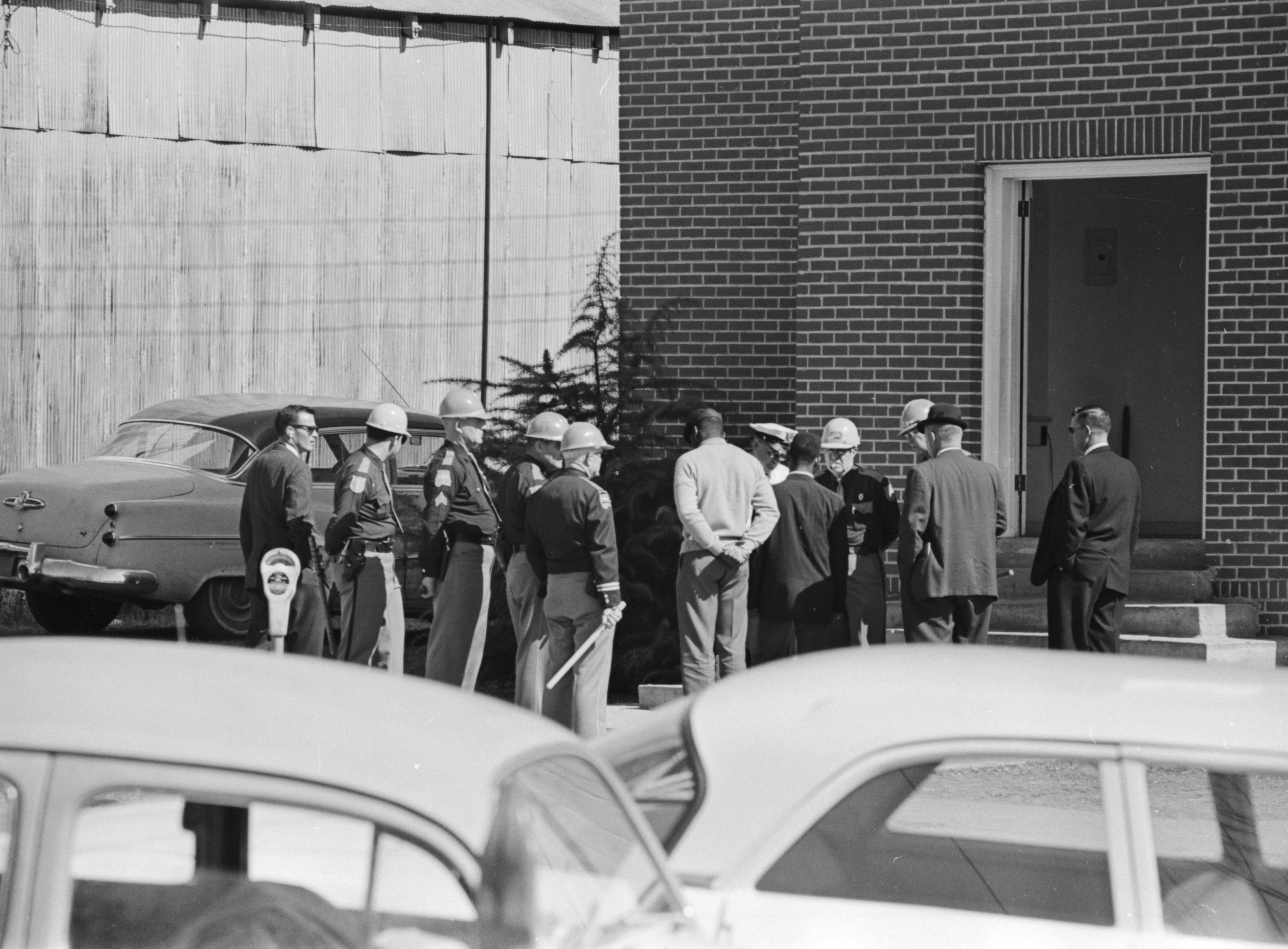 African Americans leaving Zion United Methodist Church in Marion, Alabama, the day after the civil rights demonstration during which Jimmie Lee Jackson was shot.