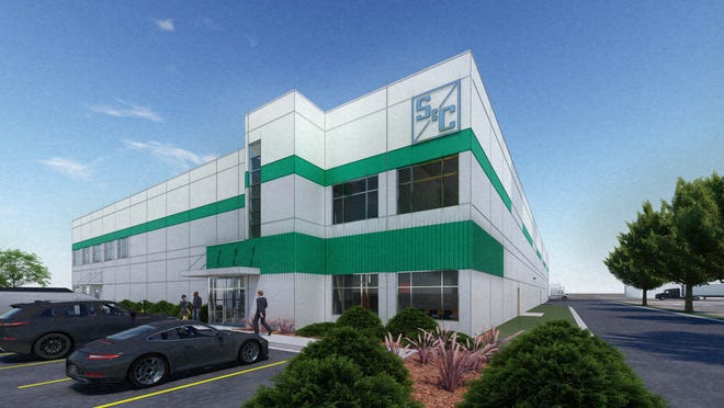 A rendering of the new S&C Electric Company facility in Franklin.