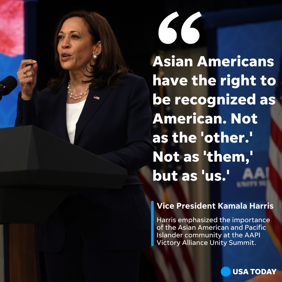 Vice President Kamala Harris delivers remarks virtually at the Asian Pacific American Heritage Month Unity Summit on May 19, 2021.