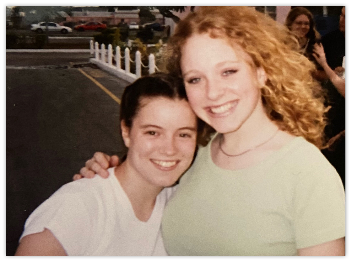 Michelle Poulsen and Joy McCullough as youth group members at The Chapel in the late 1990s.