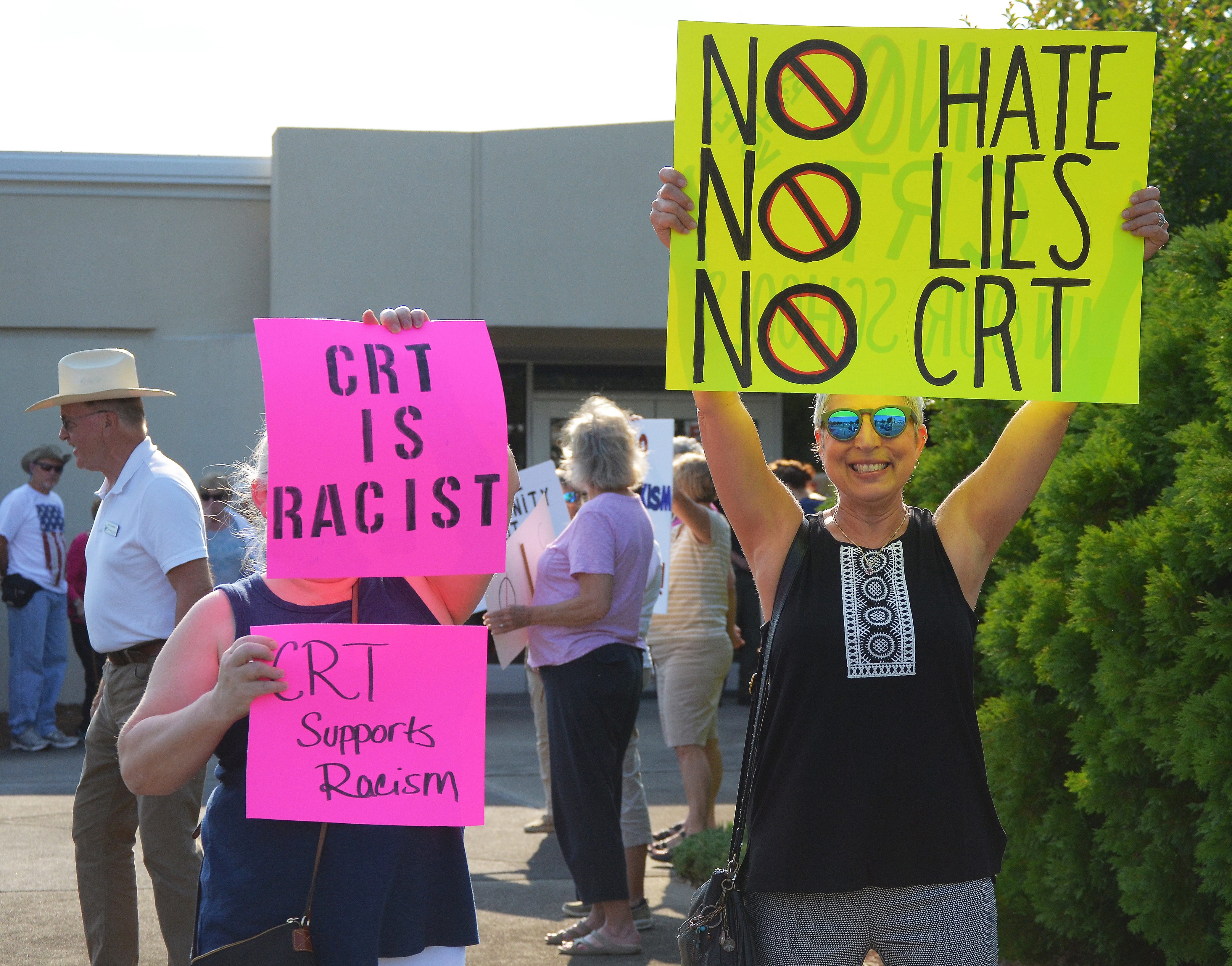 A demonstration drew people to protest Critical Race Theory in schools.
