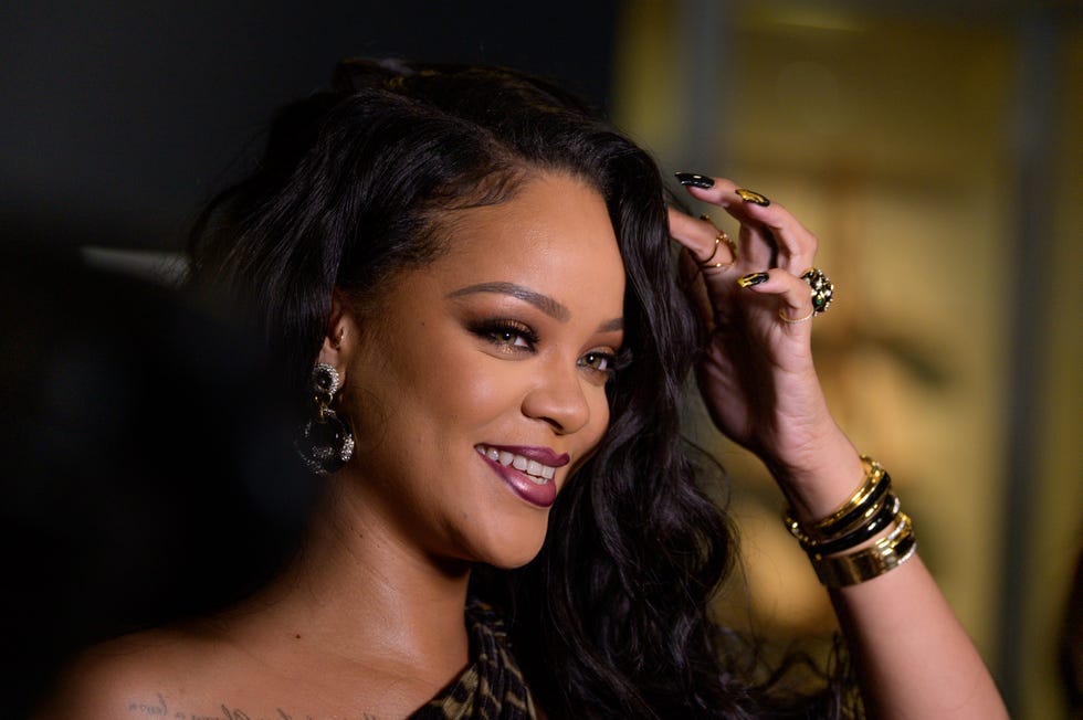 Rihanna paired pink and plum lipstick at the launch of her first visual autobiography, "Rihanna," back in 2019.